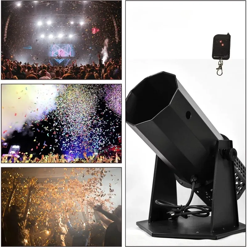 Electric Confetti Machine Remote Control  Multi-color Lighting Paper Blower Wedding Stage Party Disco Club Celebration Indoor