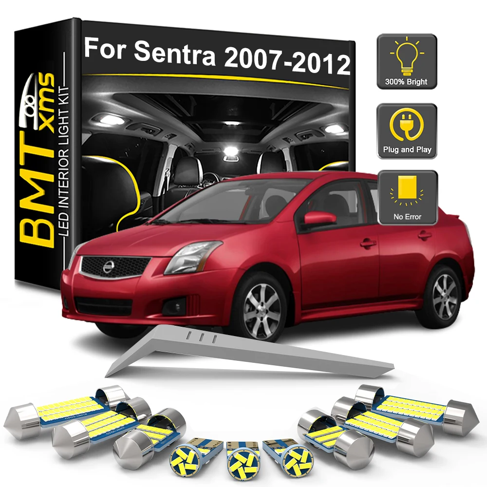 

BMTxms 14Pcs Canbus For Nissan Sentra B16 2007 2008 2009 2010 2011 2012 Car LED Interior Light Bulb Kit Indoor Reading Dome Lamp