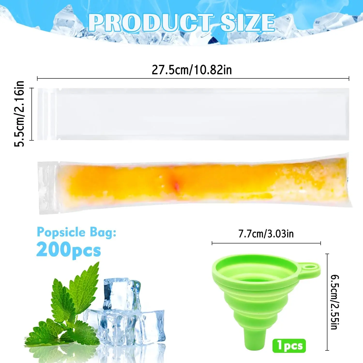 Ice Popsicle Mold Bags Candy Wrappers Ice Molds Plastic Ice Popsicle Bags and Icecream Maker Yogurt Sticks Juice Fruit Smoothies