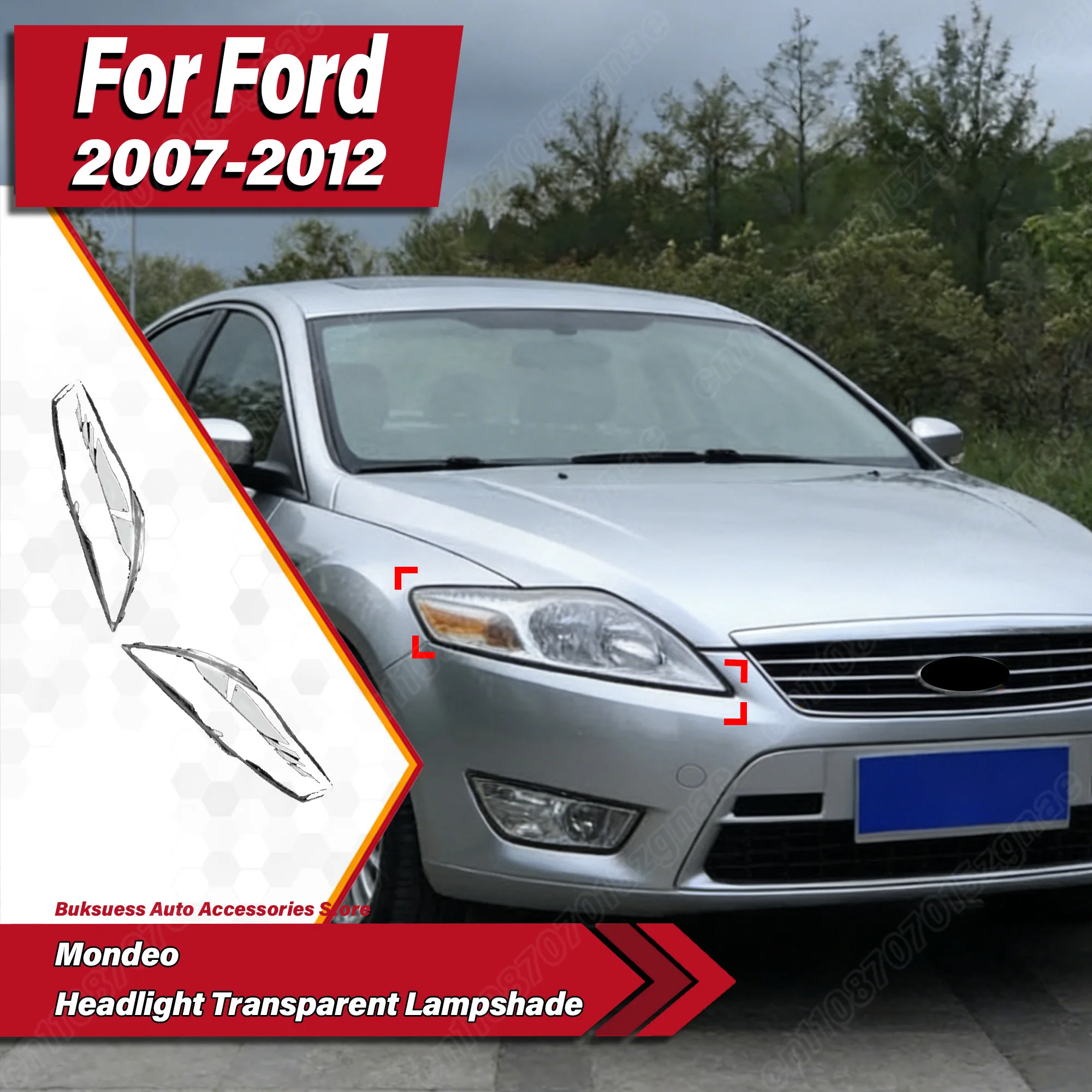 

For Ford Mondeo 2007 2008 2009 2010 2011 2012 Car Headlight Transparent Lampshade ABS Lamp Lens Cover Body Modification Kit