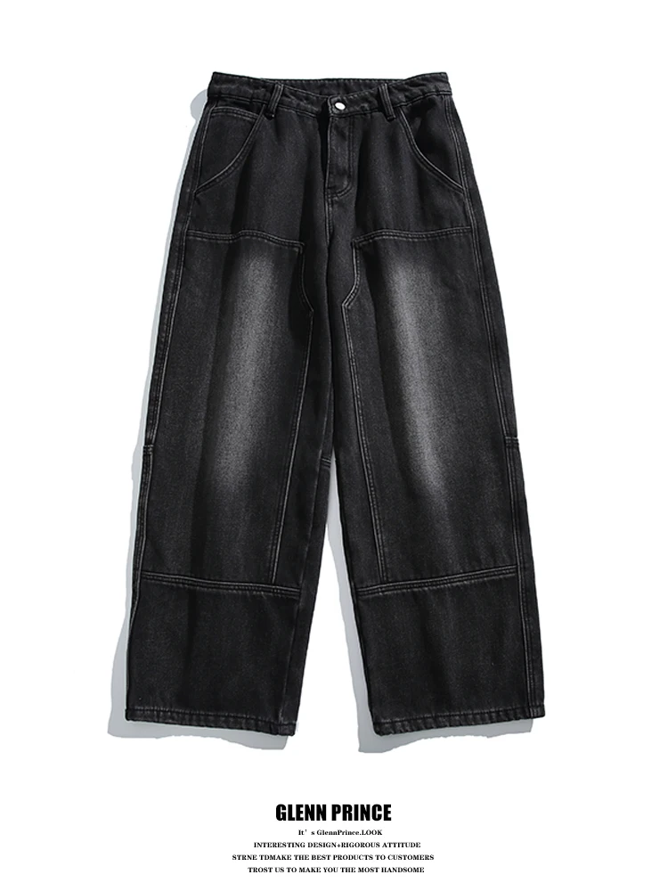 

GPstudio American Trendy Fce Lined Waed Distred Straight Leg Jeans Men Winter Youth Loggers Workwear Cotton Polyester...