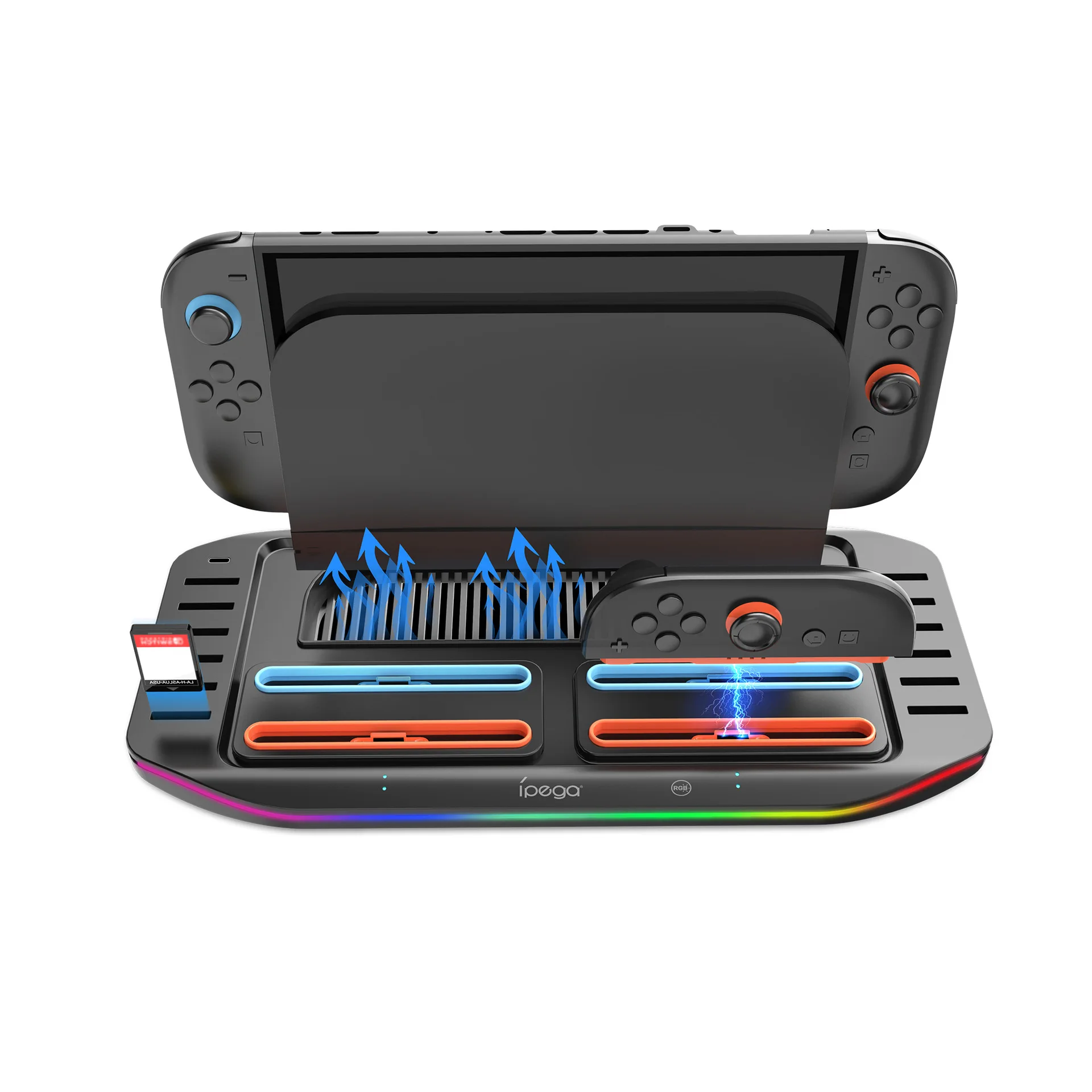 IPEGA Multi-Dock PG-SW2210 for Switch 2 with 4 Joypad Charger,12 Game Card Slots, RGB Lights & Type-C Power