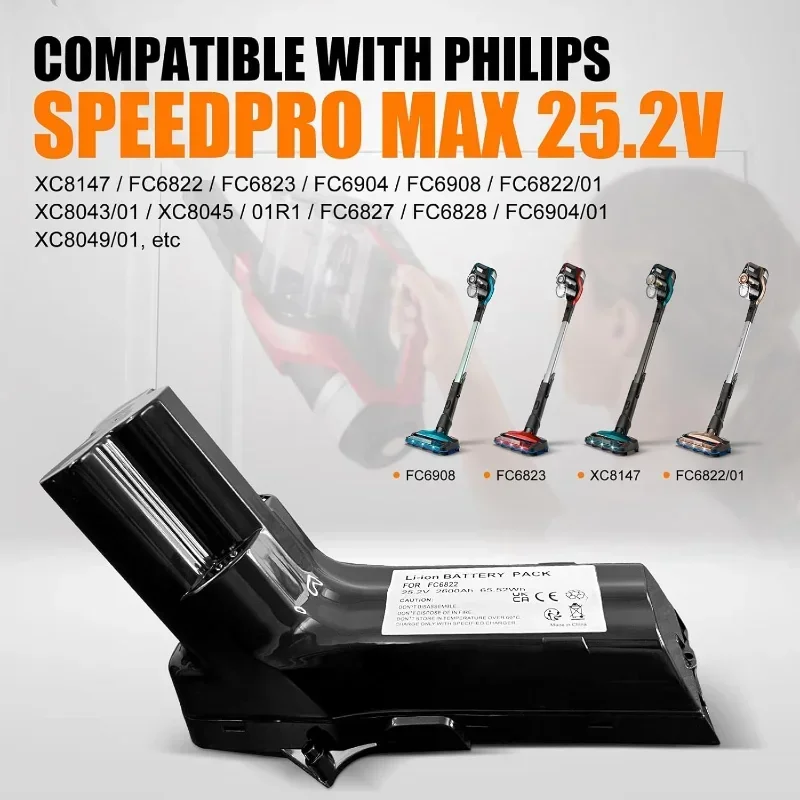 Akumulator zamienny 25,2 V do odkurzacza bezprzewodowego Philips SpeedPro Max Aqua Stick XC8147 FC6822 FC6823 FC6904 FC6908 FC6822/01