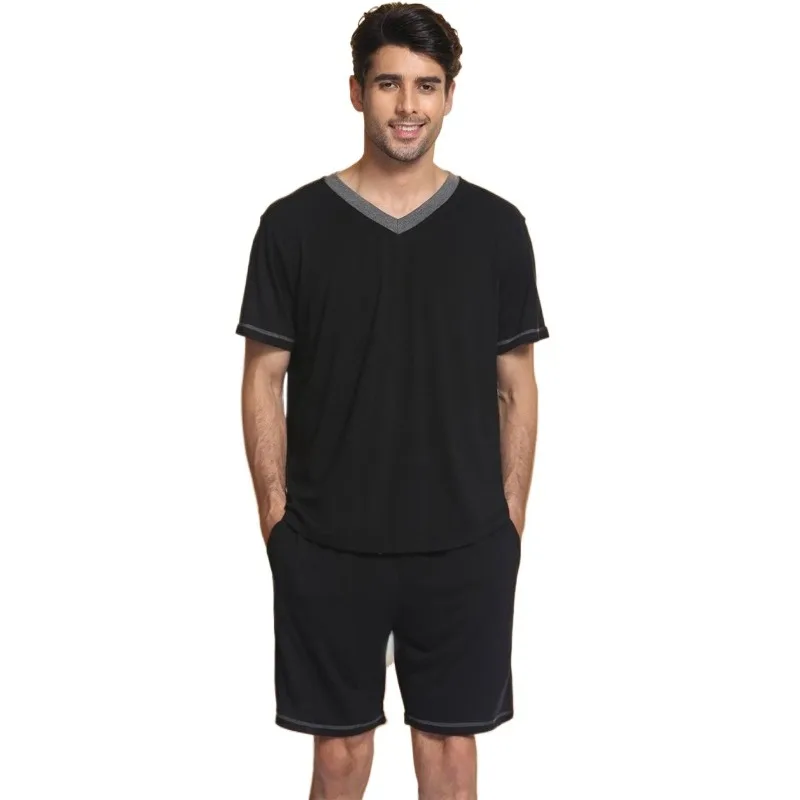 Men's Summer Casual Short Sleeve Shorts 2-Piece Set, Color Block Sportswear, Lightweight Athletic Outfit, Quick-Dry Gym Clothes