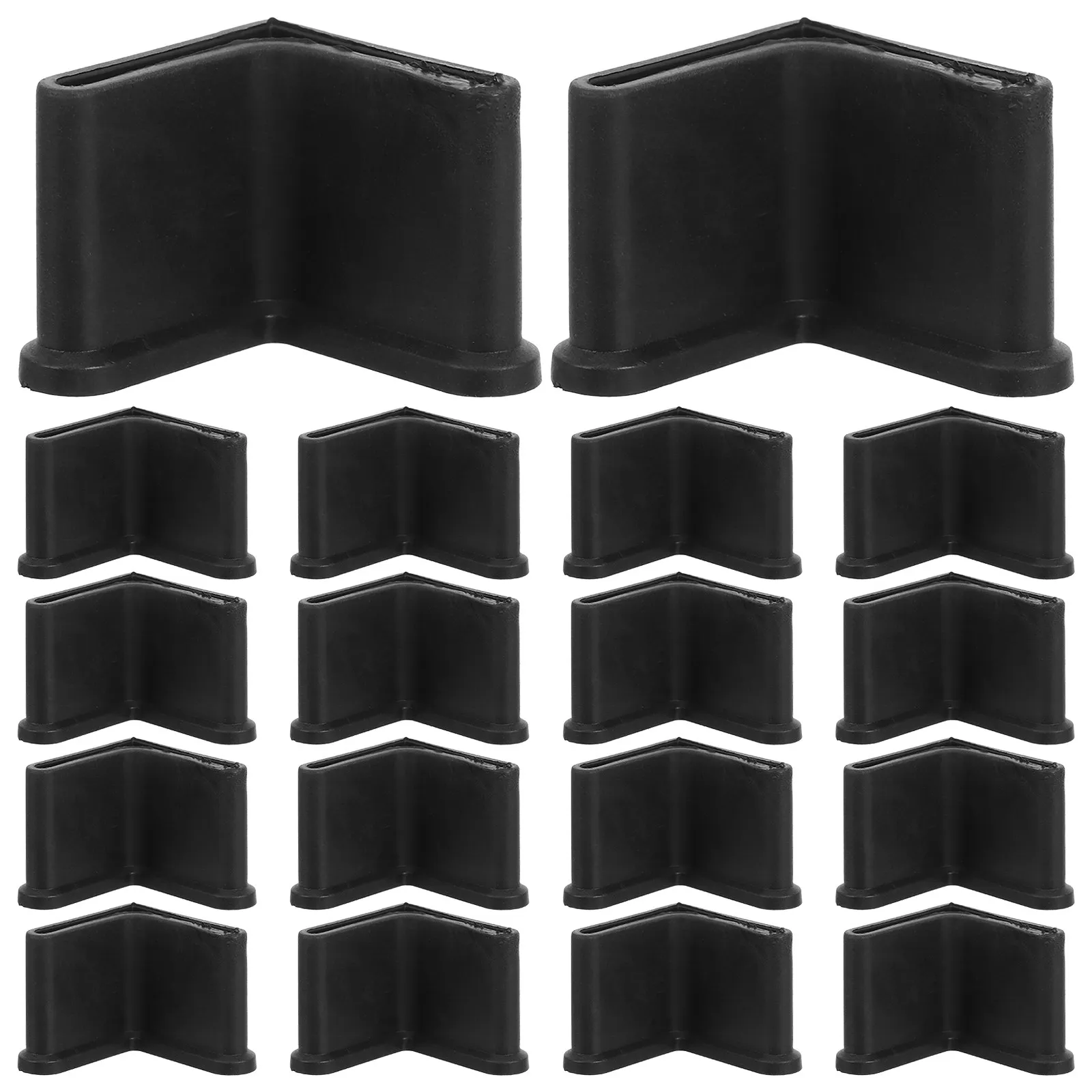 20Pcs Triangle Iron Furniture Feet Protectors L-Shaped Non-Slip Black Soft Plastic Covers Floor Scratch Prevention for Chairs
