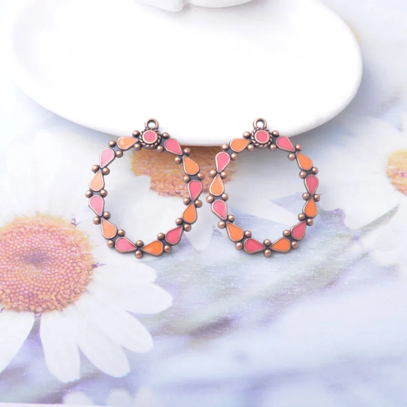 10 Stück böhmischer Stil Emaille geometrische Charms bunte Ohrringe Anhänger Zubehör DIY Frauen Schmuck – Detail 8