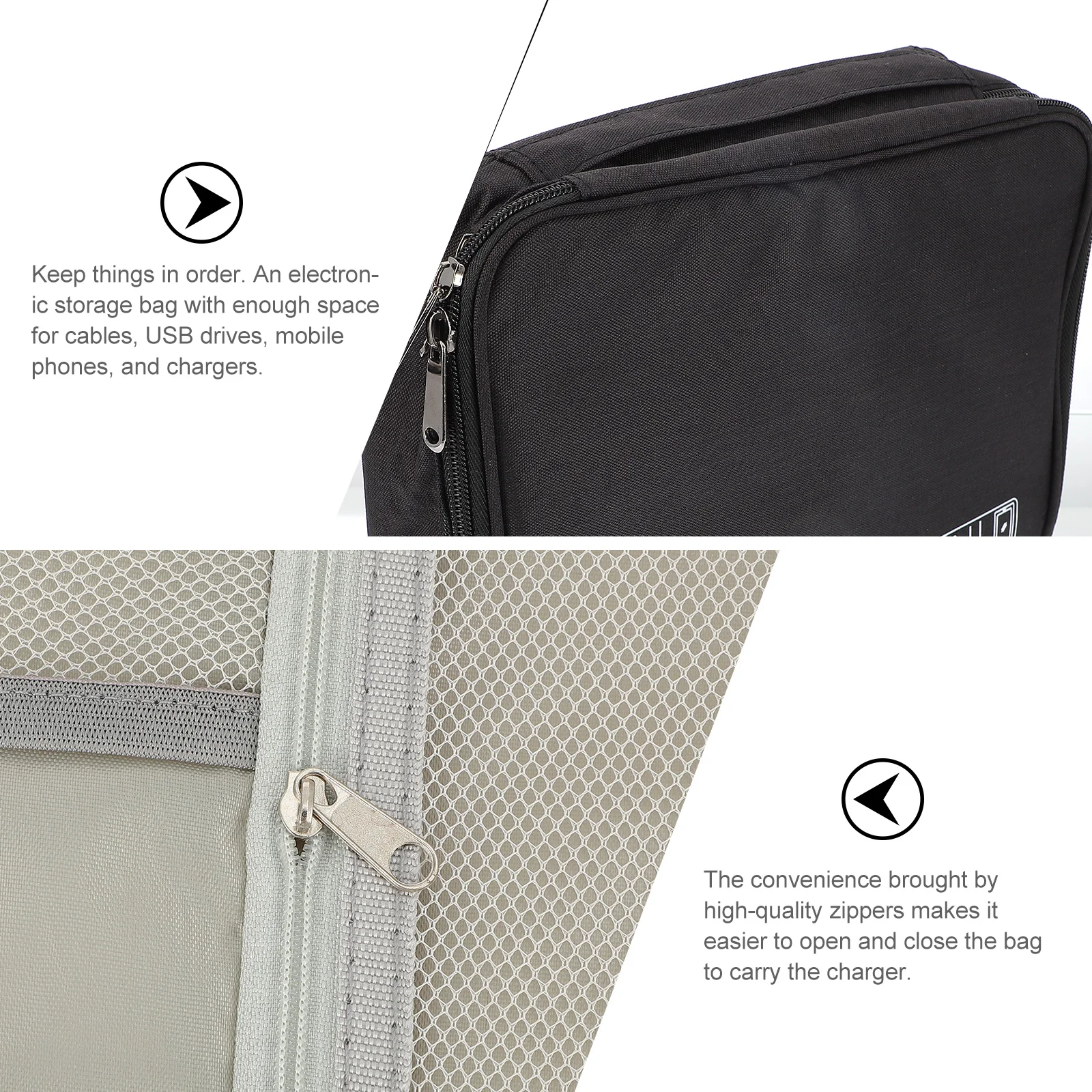 

Electronic Storage Bag Small Size Large Capacity Zipper Organizer Travel Case for Data USB Earphone Accessories