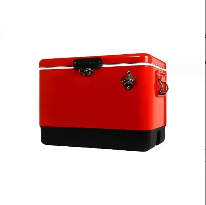 Large Capacity Red Outdoor Cooler Wheel Metal Ice Bucket Football Table for Sporting Events