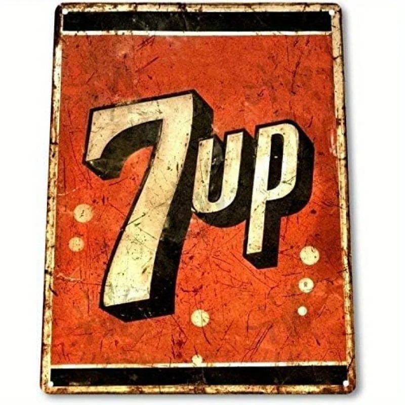 Letrero Metálico Vintage con el Logotipo de 7-Up - Publicidad Retro de Refresco de Cola para Decoración de Pared en Bares, Hogares o Tiendas, en Hierro Rústico