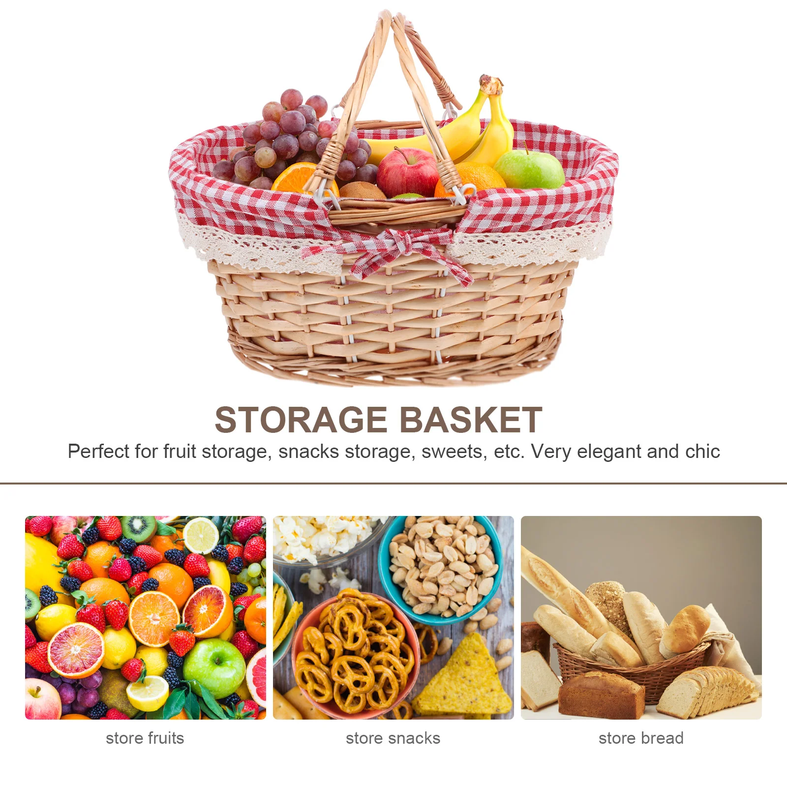 Fruit Basket Picnic Child Baby Hamper Basketball Laundry Blanket Handheld Cloth Wicker Woven