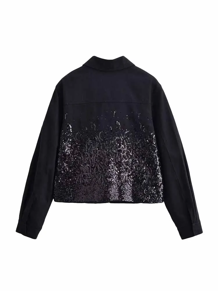 

HH Woman Spring Fashion Long Sleeves Bead Decoration Same Style For Men And Women Short Jacket Female Casual Street Style Coat