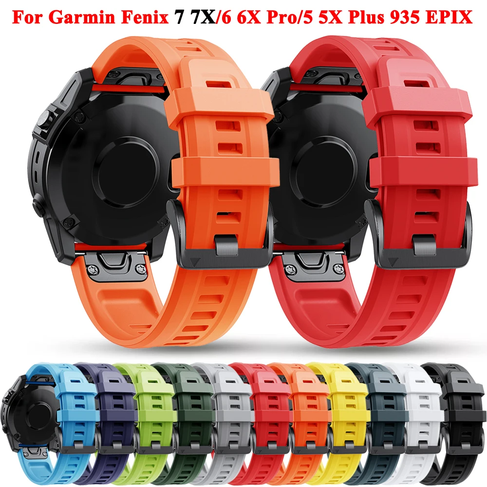 Pulseiras para Garmin Fenix, Pulseira em Silicone Correa, Pulseira para Garmin Fenix 7, 7X Pro, 6X, 5X Plus, Epix Gen 2, 26mm, 22mm