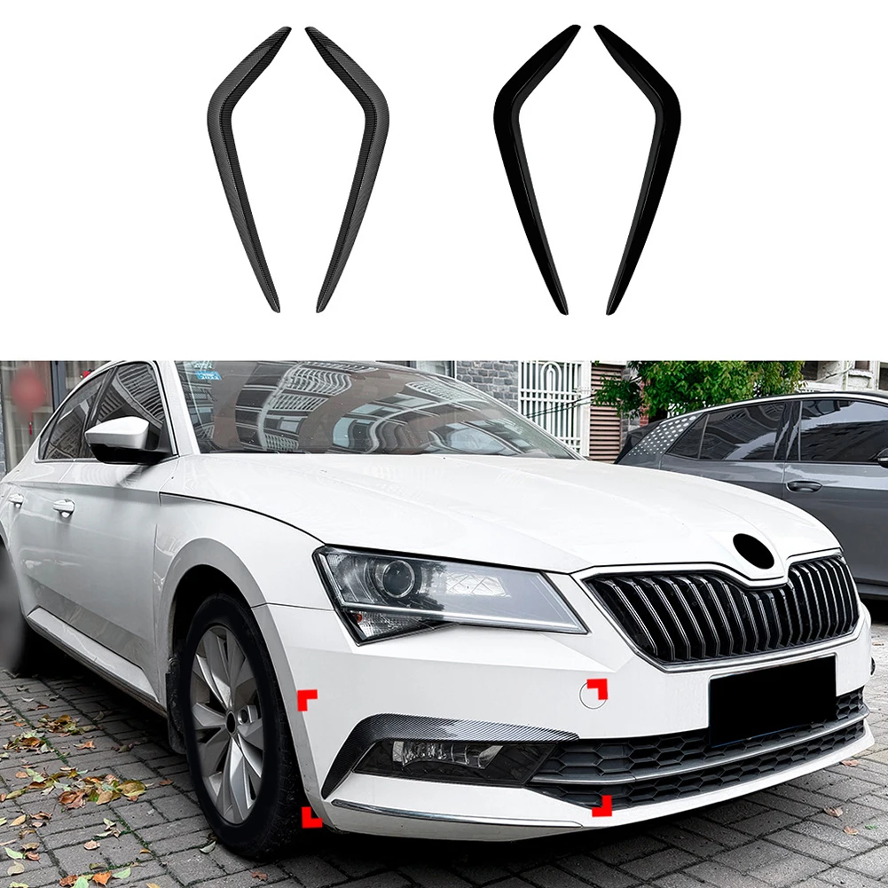 2PCS Front Bumper Splitter Wind Fog Lamp Frame Cover For Skoda Superb MK3 2015-19 Texture Car Exterior Mouldings Trim Accessorie
