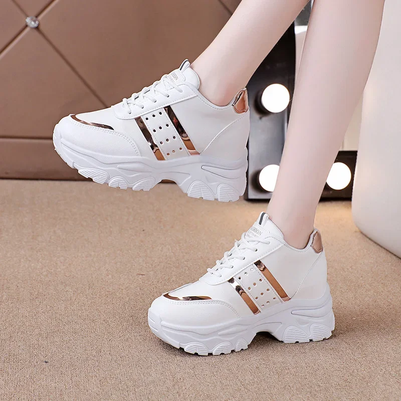 Dames Sneakers Zomer Wedge Casual Schoenen PU Leer Lace Up 2025, Dames Gevulkaniseerd Nieuwe Outdoor Sneakers Antislip Zapatillas