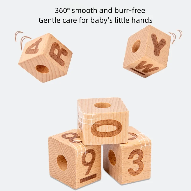 Houten speelgoedset voor alfabet en cijfers Herkennen van letters, wiskunde leren, patronen identificeren - Krachtig vroeg onderwijs voor je