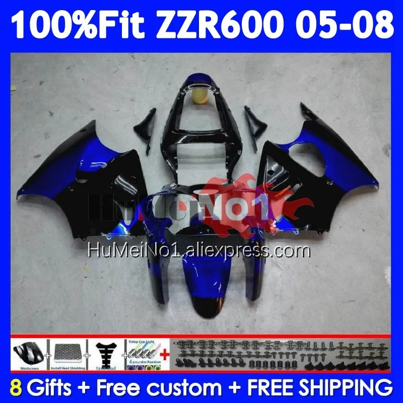 Injection Body For KAWASAKI NINJA ZZR-600 ZZR 600 CC 204No.74 ZZR600 05 06 07 08 2005 2006 2007 2008 OEM Fairings blue stock