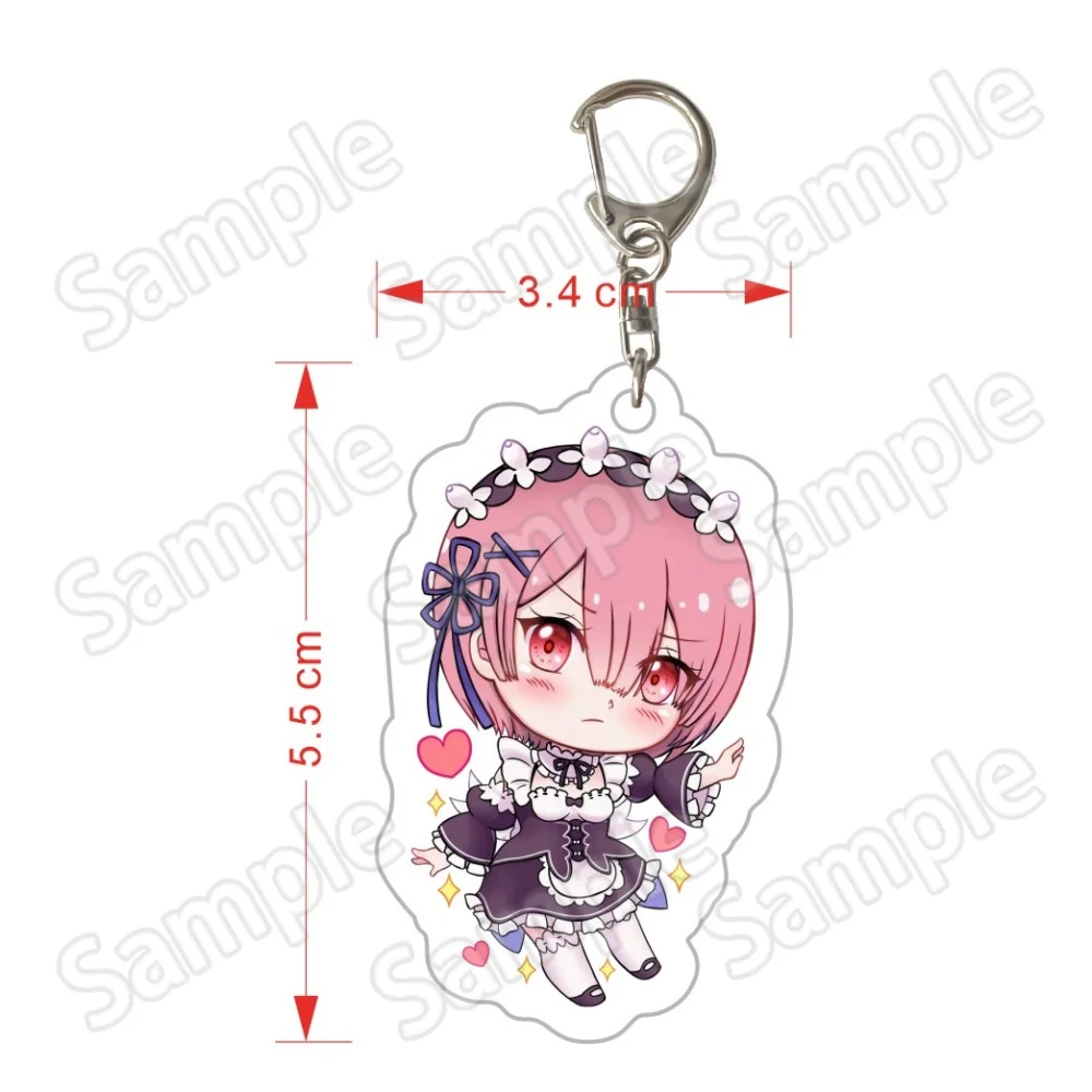 Anime Re Zero Starting Life in Another World RZ 6cm Acrylic Keychain Chibi Rem Ram Emilia Beatrice Bag Charm Collectible Gift