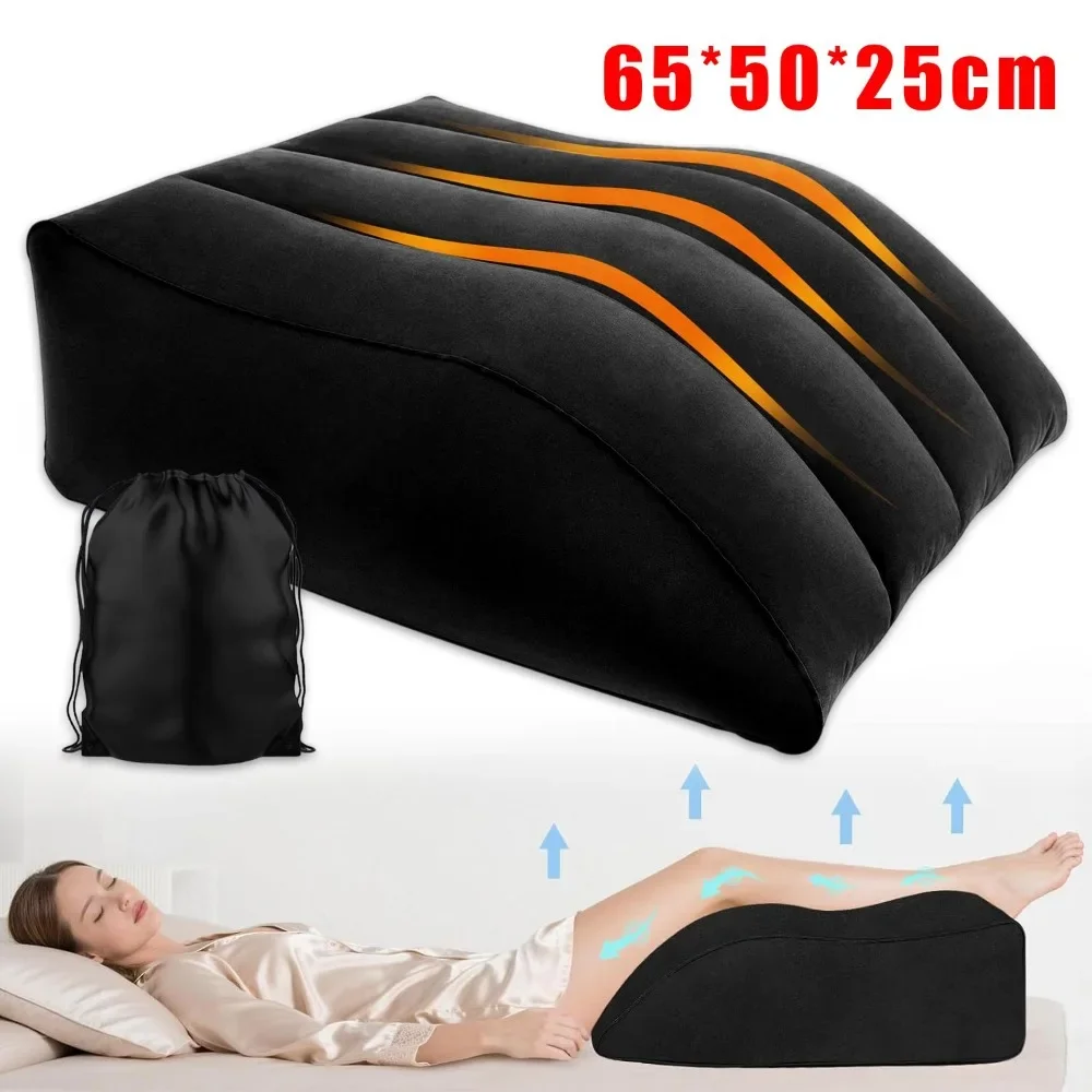 Almohada ergonómica inflable con forma curva de 45 grados para elevar las piernas, cojín portátil con inclinación para apoyar las piernas, almohadilla de soporte para las piernas que proporciona