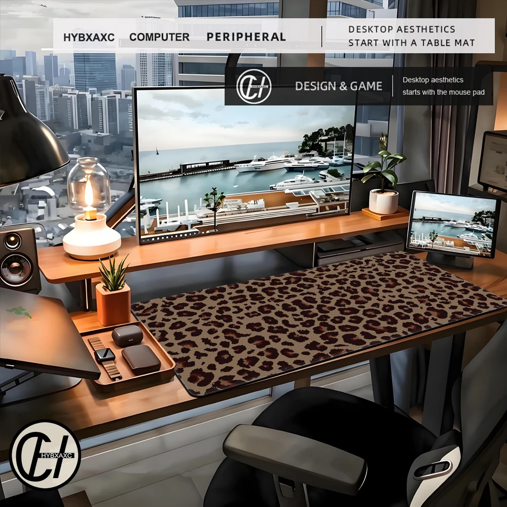 Souris de jeu en caoutchouc imprimé léopard, 1200x600mm