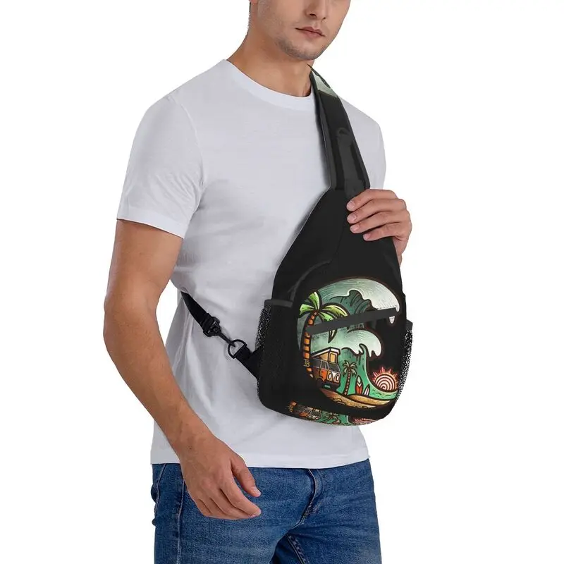 Mochila cruzada de hombro para hombre, bolso informal para viaje, senderismo, Surf, el pecho, Vanlife