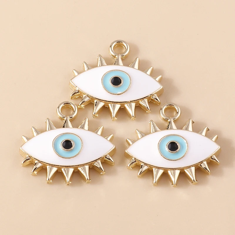 20 Stück Niedliche Emaille-Anhänger mit Bösem Auge und Herz für Schmuckherstellung, Ohrringe, Halsketten, Armbänder, DIY-Bastelbedarf – Detail 18