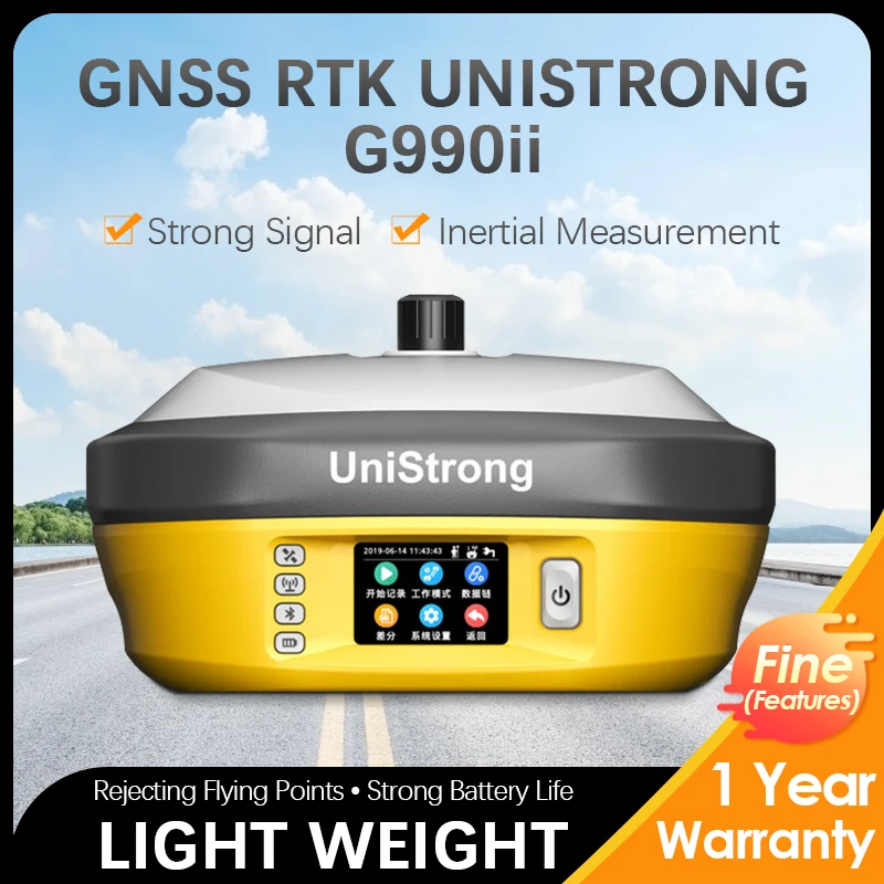 Smart Surveying Instrument 7W Radio Gps Rtk 1408 Channels Imu Unistrong G990Ii Base Rover Land Surveying Gnss Receiver