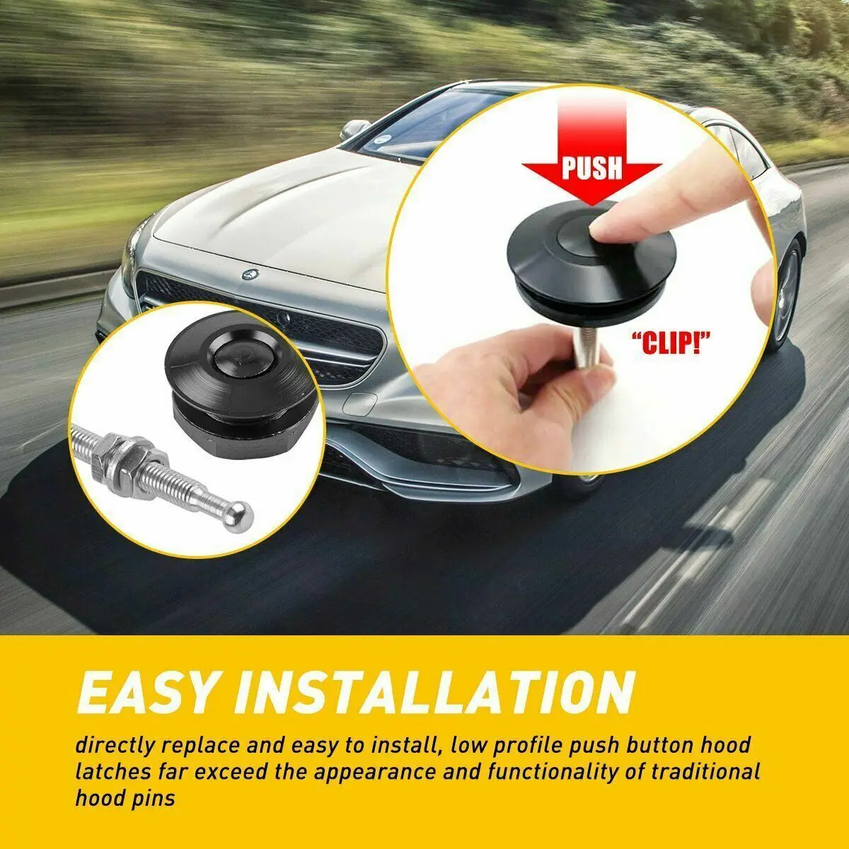 4pcs Aluminum Latch Clip Body Kit Engine Bonnet Lock Quick Release Push Button Front Bumper Hood Pin Car Accessories