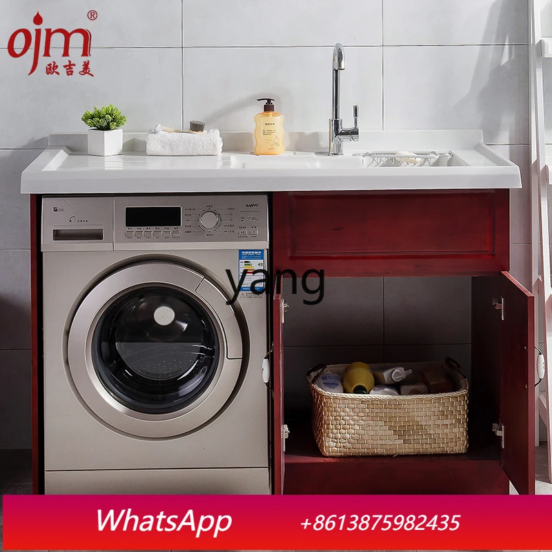 LHH  balcony solid wood laundry cabinet pool slot significant other laundry basin with rubbing board