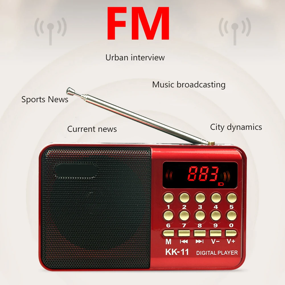 FM Radio Mini K11 Radio Recorder USB Rechargeable Digital FM MP3 Player Speaker Devices רדיו радиоприёмник רדיו קטן נייד