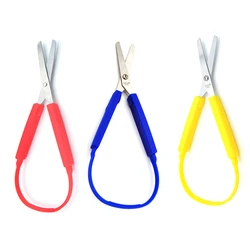 Colorful Grip Student Kid Safe Mini Stainless Steel Loop Scissors DIY Art Craft Paper Cutting Stationery School Home Office Tool