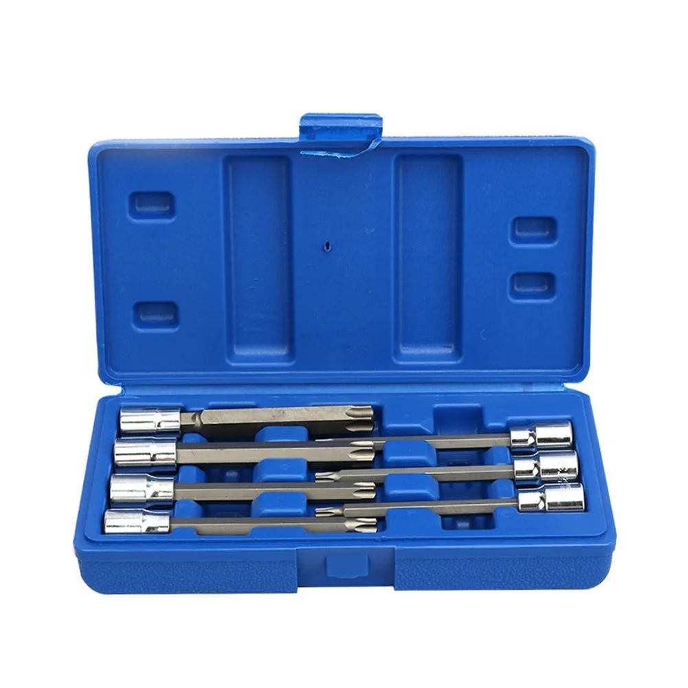 For Torx Star Bit Socket Set 7 Piece Compatible with 3/8 Drive Ratchets Featuring through T60 Sizes and 110mm Long Sockets