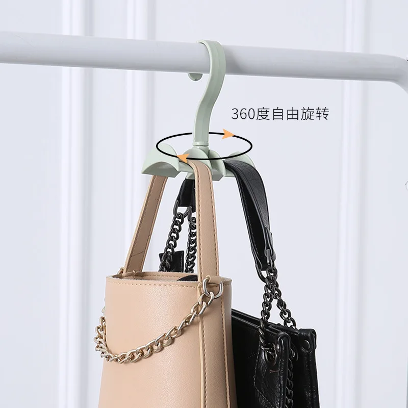 5Pcs Bag Hanger Hook Rotatable Scarf storage Handbag Tie Bilateral Hanging Holder Household Wardrobe ABS Plastic Hooks Organizer