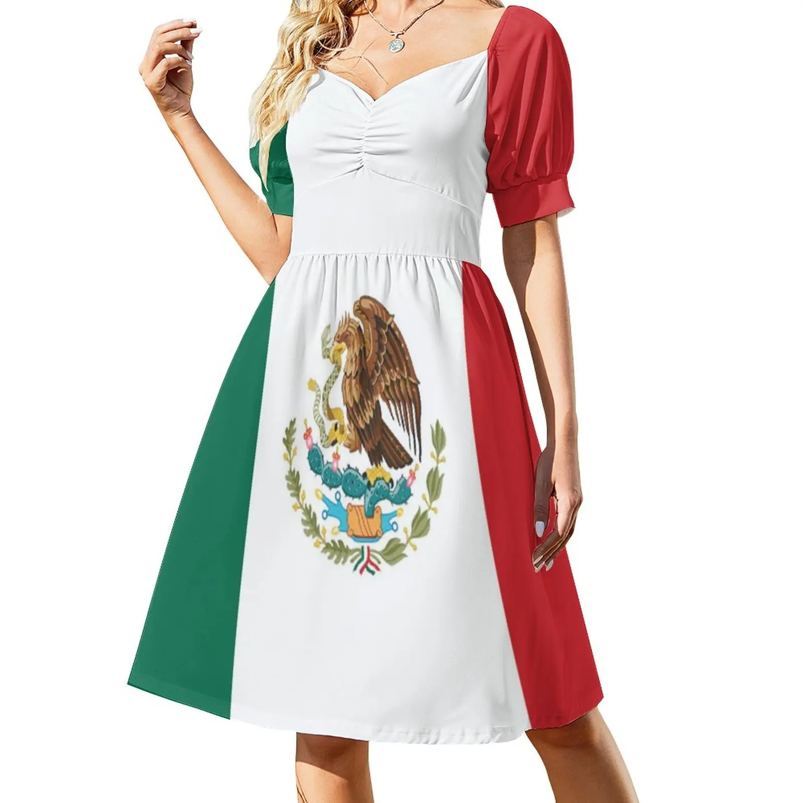 

Flag of Mexico Dress Festival Dresses Summer Aesthetic Casual Dress Custom Clothing 3XL 4XL 5XL