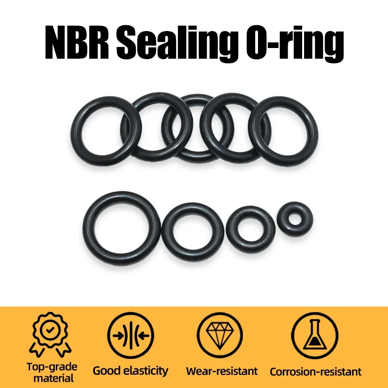 50 Pack NBR 70 ShoreA O-Rings – 2.5mm Cord Thickness – General Purpose Sealing Rings