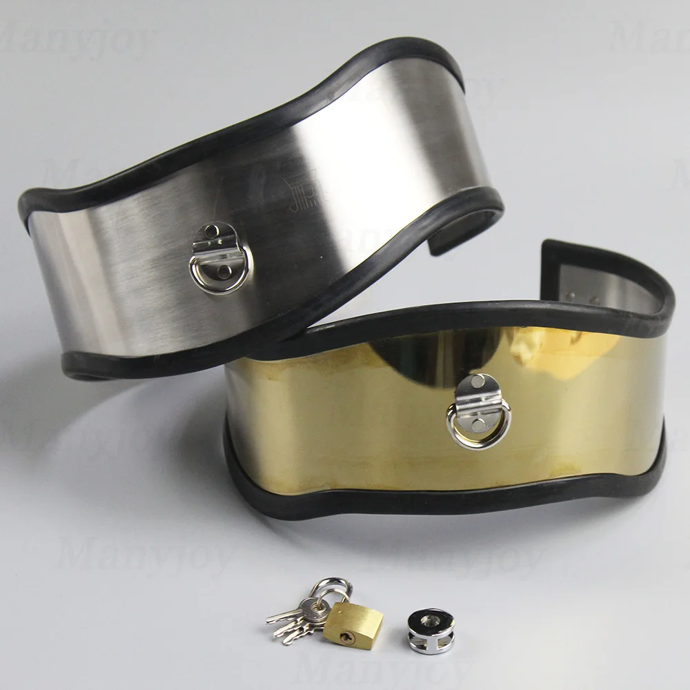 Metal Posture Slave Bondage Neck Collar Stainless Steel Locking for Couples Steel Locking BDSM