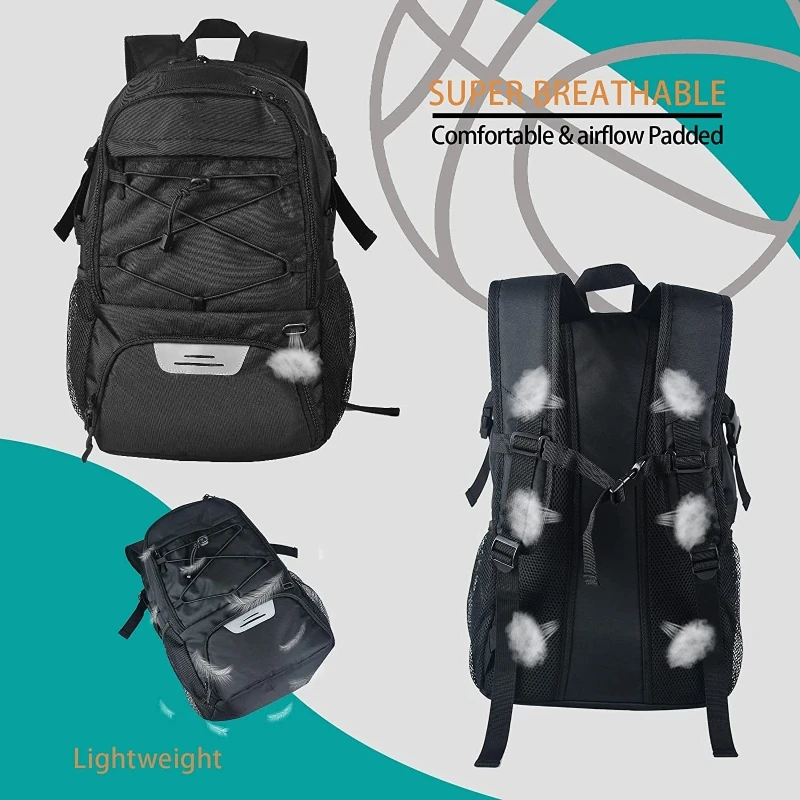 Mochila deportiva grande para baloncesto, bolsa con soporte para pelota separado, compartimento para zapatos, baloncesto, fútbol, voleibol,