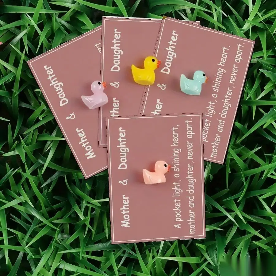 1/5/10/20/50/100pcs  Lucky Duck Pocket Hugs - Fantasy Theme Resin Charms with Inspirational Messages, Assorted Colors, Includes