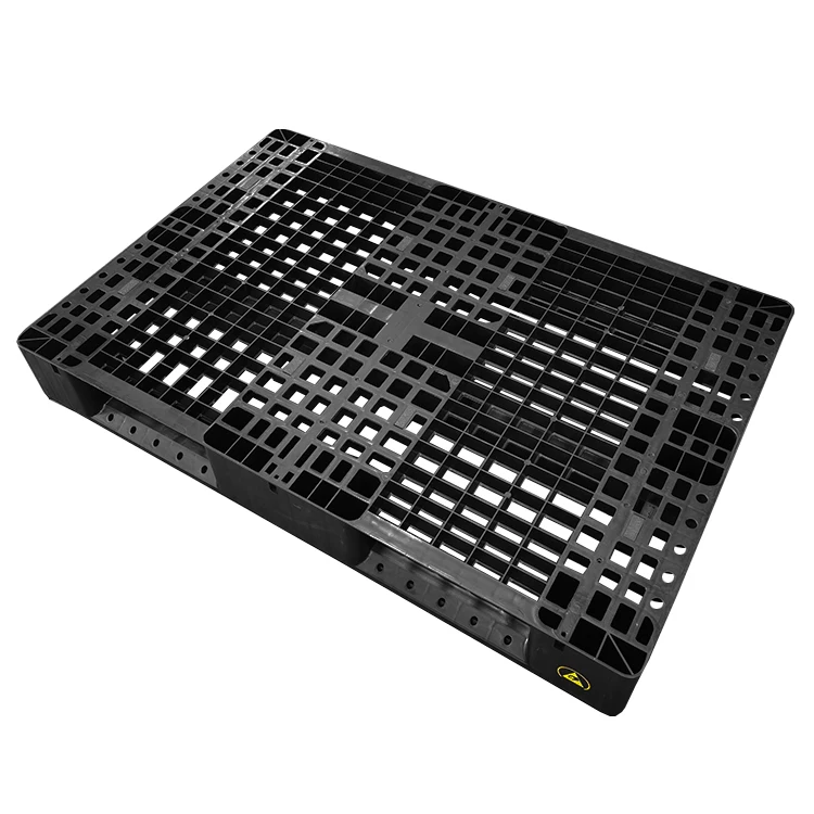 Custom Printing Black Warehouse Storage Logistic Shelves PP Plastic Grid Bracket Plane Forklift Pallet ESD Pallet