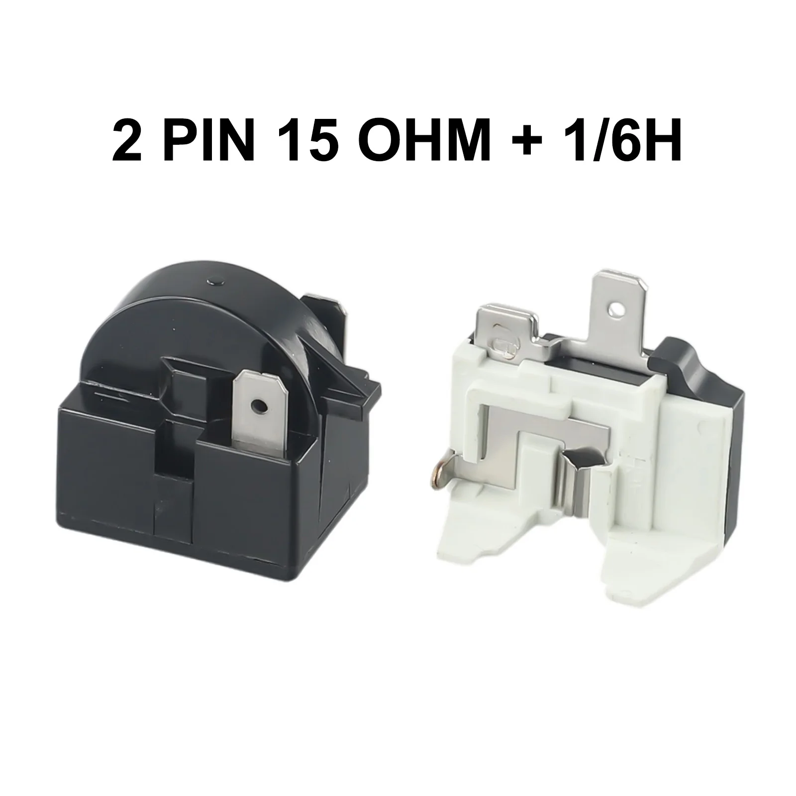 2PCS Starting Relay And Overload Protector Refrigerator PTC Start Relay 1/2 Pin 15 Ohm + 1/6H Compressor Overload Protector ﻿