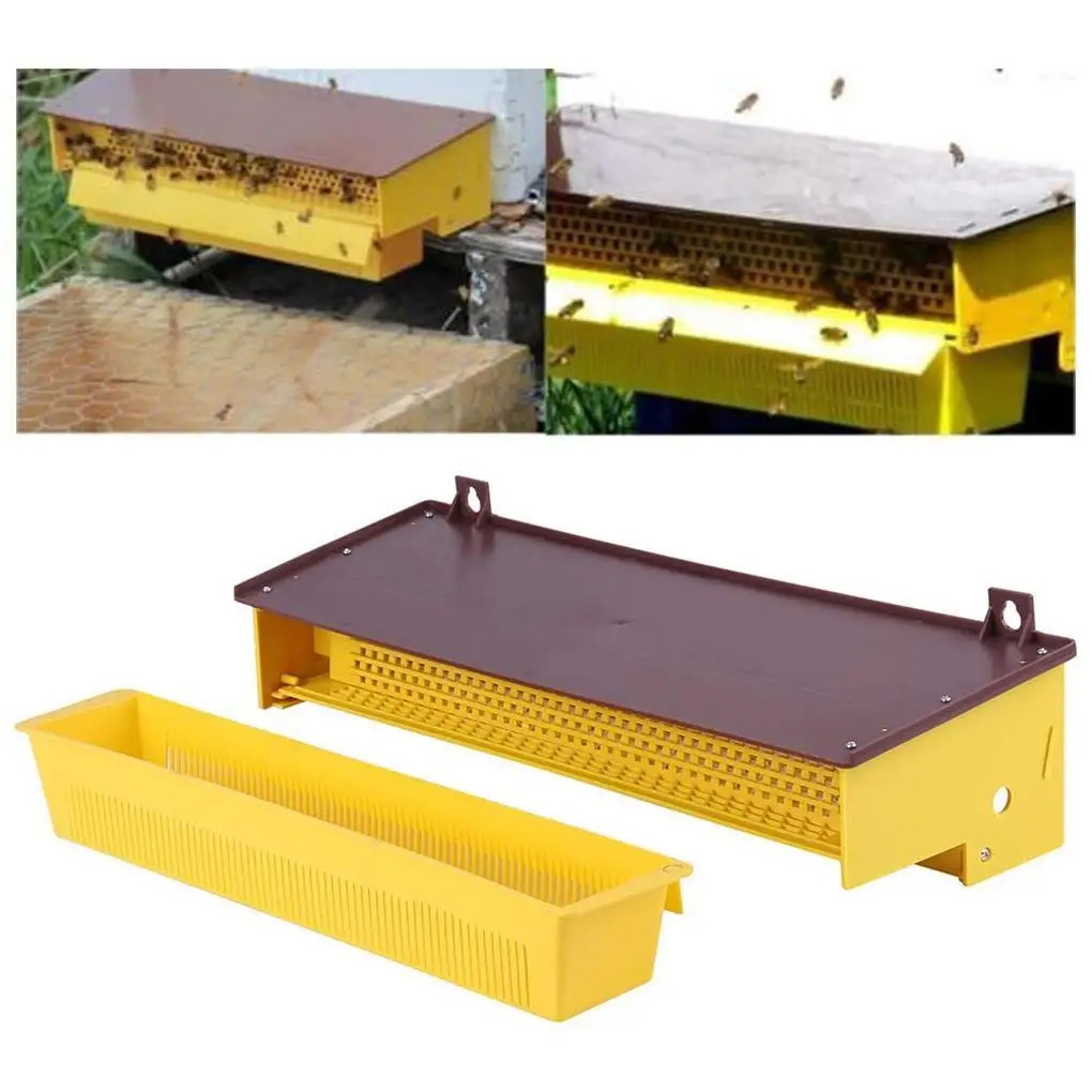 

Bee Pollen Trap Collector Plastic Removable Yellow Pollen Trap with Ventilated Pollen Tray Beekeeping Tool