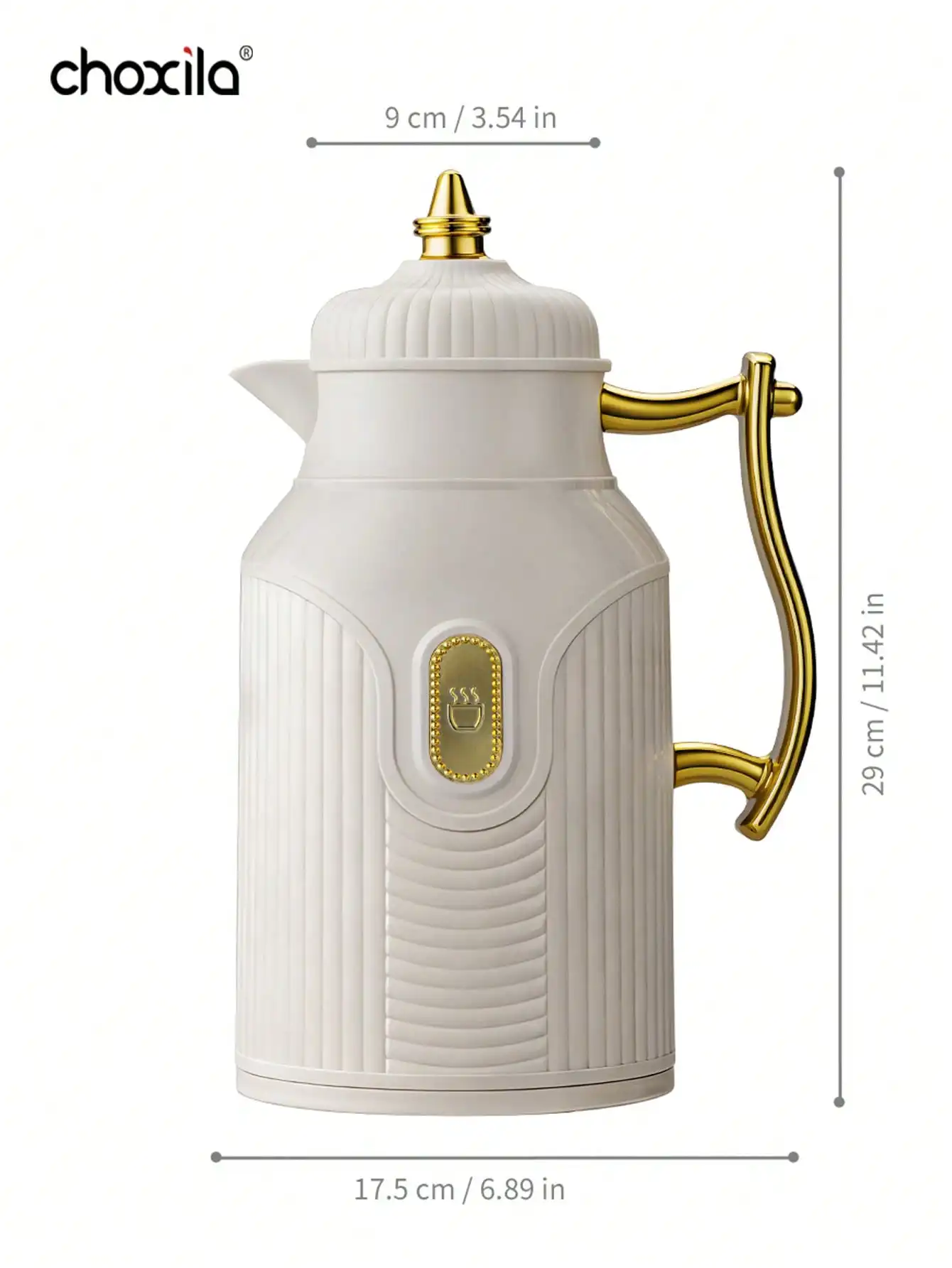 1pc Large-capacity insulated kettle, gold-plated style teapot, coffee kettle, thermos, hot water bottle, press-type glass inner - view 5