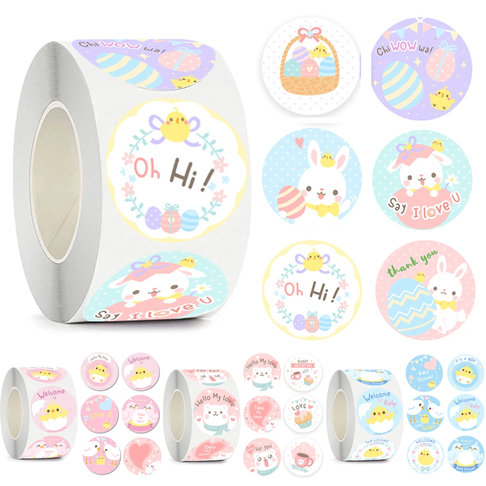 100-500pcs Kawaii Children Reward Stickers Creative School Supplies Cute Animal Encourage Sticker 2.5cm Circle Kids Toy Stickers