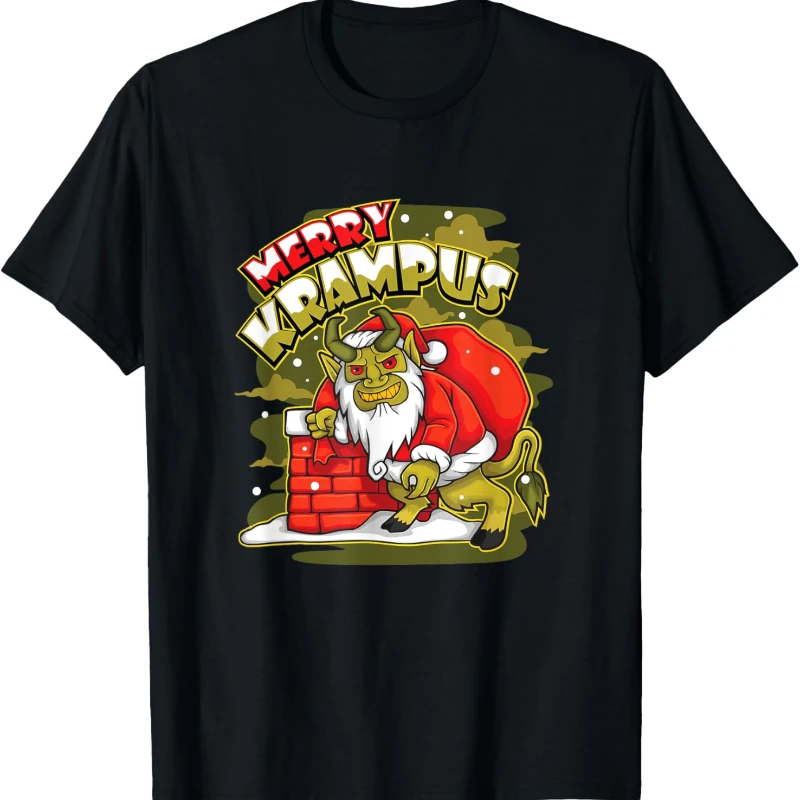 

Забавный подарок коровы, футболка унисекс с Рождеством Krampus Xmas Joke, обычная футболка с круглым вырезом и короткими рукавами, универсальные футболки с принтом, топы