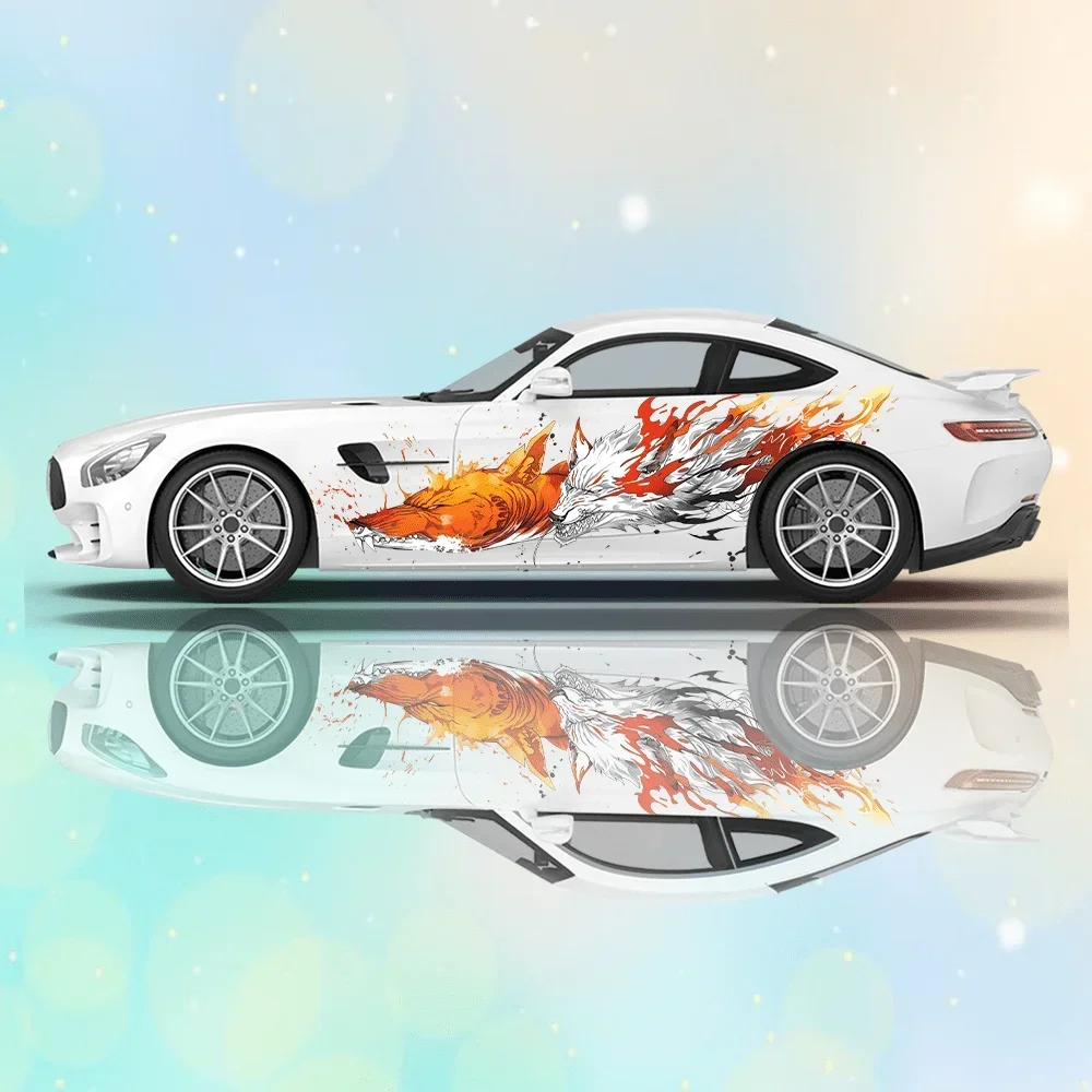 

Виниловая наклейка с динамическим эффектом пламени акулы, самоклеящаяся наклейка из ПВХ, подходит для грузовиков, внедорожников, декора, автоаксессуары, подарок