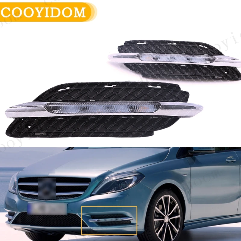 Car Daytime Running light For Mercedes Benz W246 B class B180 B200 2011 2012 2013 2014 LED DRL With Yellow Turn Signal Function