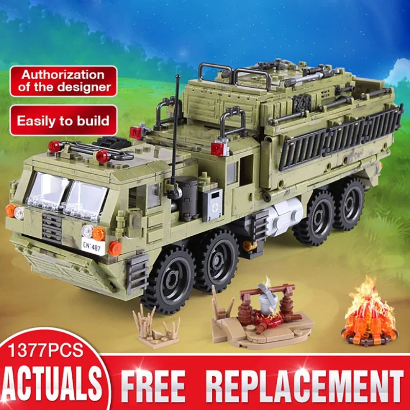 

1377PCS Military MOC Technical WW2 Scorpio Heavy Truck Bricks Model City Transport Truck Soldier Building Blocks Toys for Boys