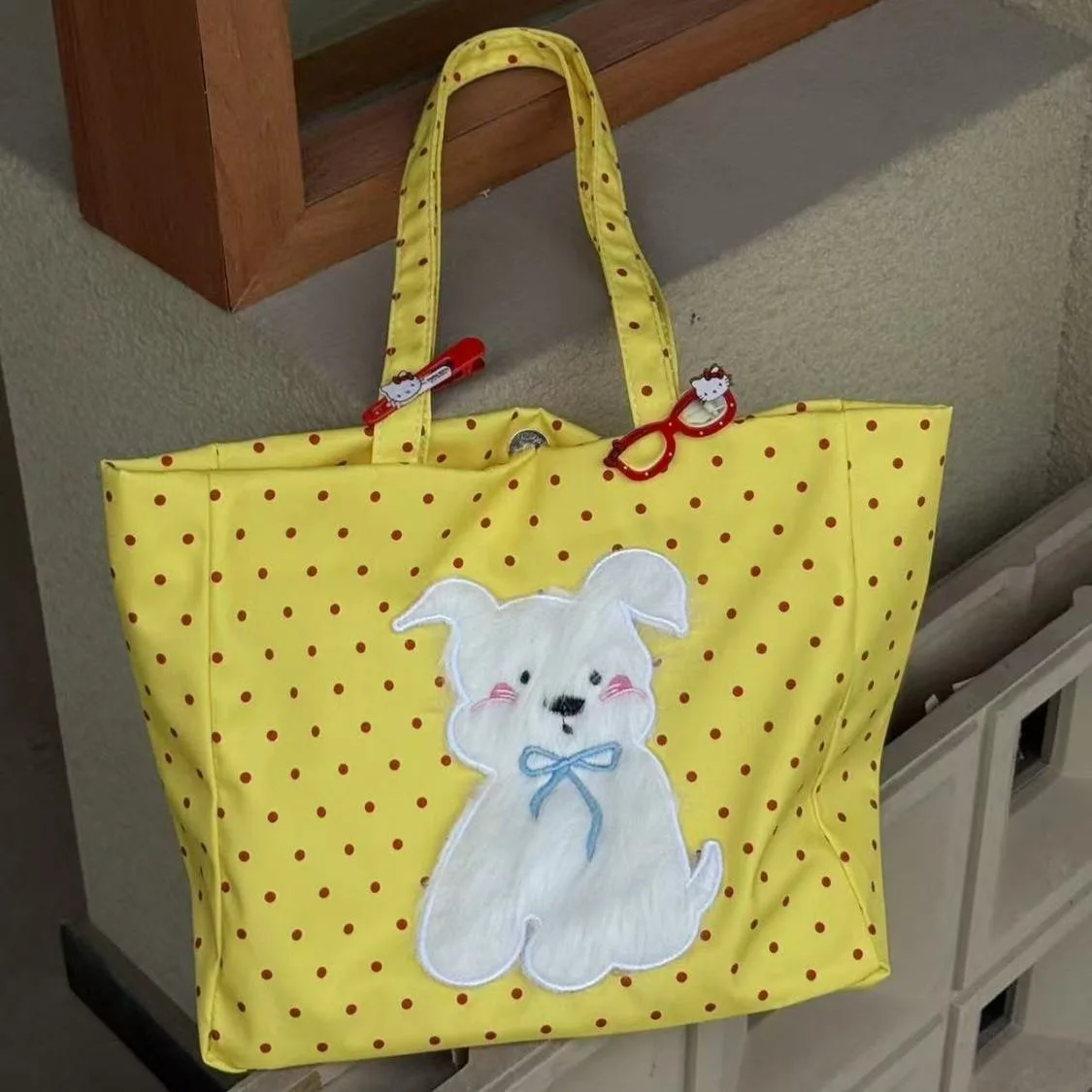 

Ladies New Handbag Storage Cute Little Dog Travel Student Large Capacity High Appearance Summer Shopping Leisure Kawaii Tote Bag