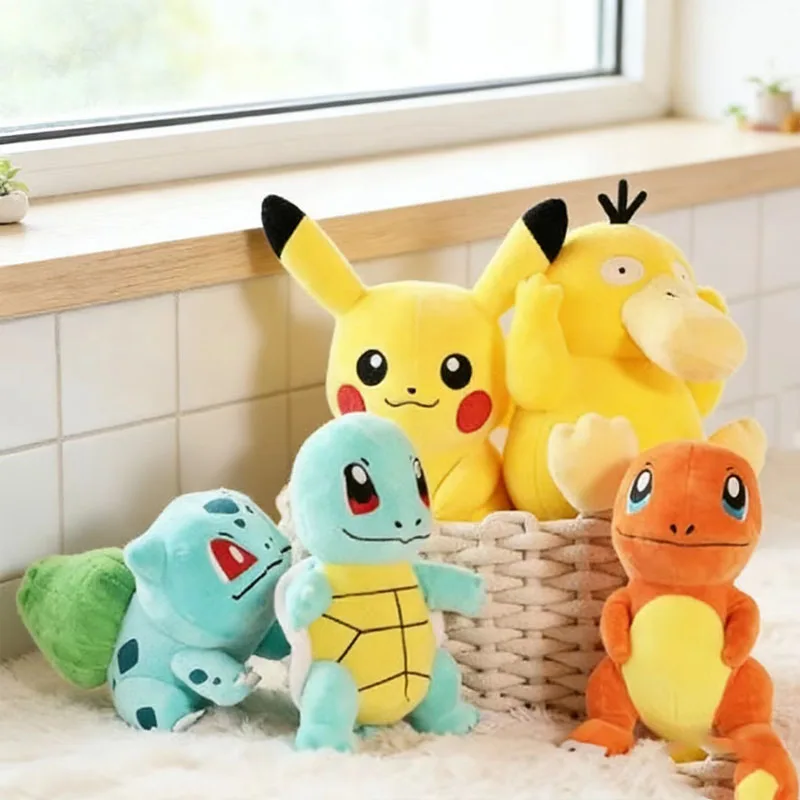 2026Pokemon Stuff Plush Toys Kawaii Pikachu Pichu Charmander Squirtle Psyduck Anime Soft Dolls Doll Kids Birthday Christmas Gift