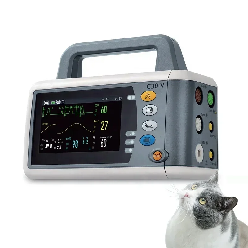 Veterinary Portable Touch Screen Ecg Pet Monitor Multiparameter Blood Pressure Monitor Veterinary For Pet Hospital Homeuse