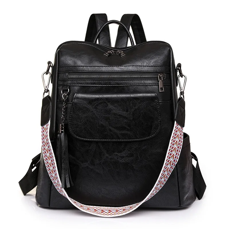 

Nesitu Vintage Large Capacity A4 Black Brown Pink Grey PU Leather Men Women Backpack Girl Female Travel Shoulder Bag M0375